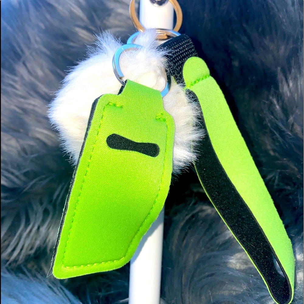 Lime green wristlet and Chapstick holder